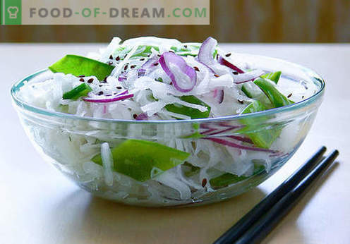 Saladas Daikon - cinco melhores receitas. Como corretamente e saboroso cozinhar saladas de daikon.