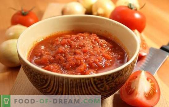 Adjika de tomates sem alho para o inverno: reserva, você não vai se arrepender! Uma variedade de receitas adjika de tomates sem alho durante o inverno