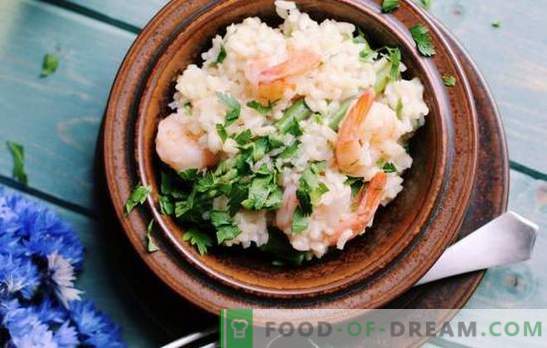 Risoto: Uma receita passo-a-passo para um delicioso prato de arroz. Cozinhar risoto com cogumelos, frutos do mar, leguminosas em receitas passo a passo.