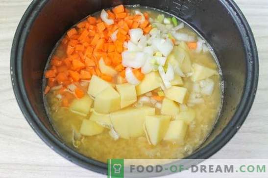 Sopa de ervilha em um fogão lento (foto): tecnologia em guarda para o almoço. Foto-receita passo a passo: sopa de ervilha em um fogão lento. Nós olhamos!