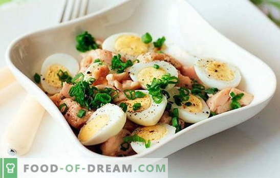 Salada de fígado de bacalhau com ovo é um lanche rápido, saboroso e saudável. Top 10 melhores receitas para salada de fígado de bacalhau com ovos