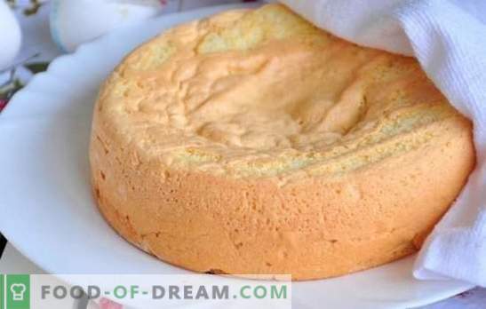 Bolo de esponja arejado é a melhor base para fazer bolos e sobremesas. Uma seleção das receitas mais populares para o bolo de esponja arejado