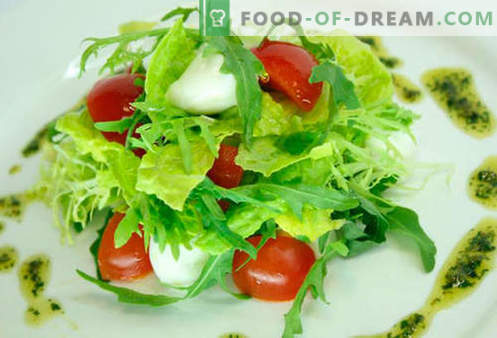 Salada com tomate cereja - cinco melhores receitas. Como corretamente e saboroso para cozinhar uma salada com tomate cereja.