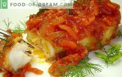 Peixe com tomate: sob “casaco de pele” vegetal, creme azedo, queijo. Receitas saborosas e simples de peixe branco e vermelho com tomates