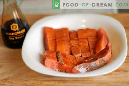 Salmão rosa com cenoura e cebola - é fácil! Receita passo a passo, instruções para cozinhar salmão rosa com cenouras e cebolas