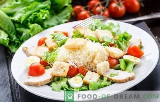 Caesar Salad: Uma receita clássica, passo-a-passo, para um prato leve. Cozinhar salada Caesar clássica com seu molho favorito para receitas passo a passo