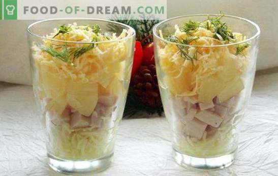 Salada de coquetel com presunto - beleza! Receitas para saladas de coquetel com presunto e legumes, queijo, milho, abacaxi, frango