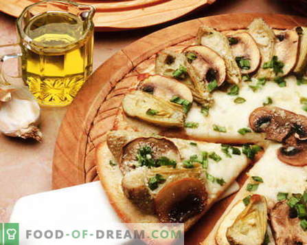 Pizza com cogumelos - as melhores receitas. Como corretamente e saboroso cozinhar pizza de cogumelos.