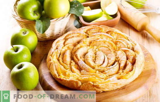 Como fazer rapidamente um bolo de massa folhada com maçãs. Bolo de camadas de maçã, canela, uva passa e damasco