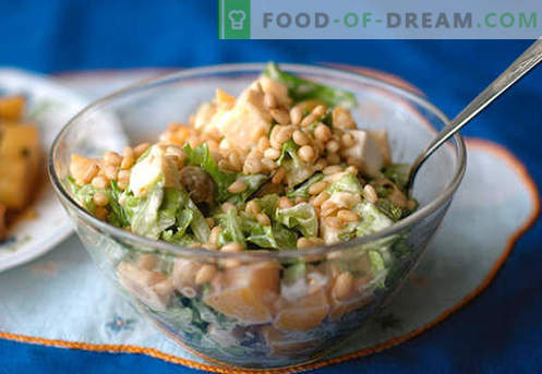 Salada com pinhão - as melhores receitas. Como corretamente e saboroso para preparar uma salada com pinhões.