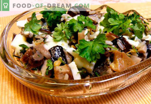 Saladas com champignons em conserva - cinco melhores receitas. Como cozinhar saladas com champignons marinados corretamente e saboroso.