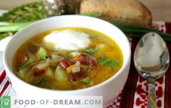 Sopa com feijão - um prato quente tradicional em uma nova variação. As melhores receitas de sopa de repolho com feijão, repolho, beringela, cogumelos