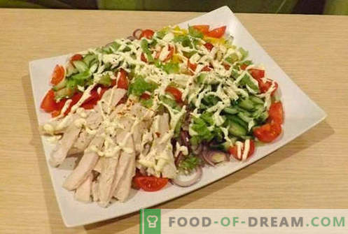Saladas de filés de frango - cinco melhores receitas. Como preparar corretamente e deliciosamente saladas com filé de frango.