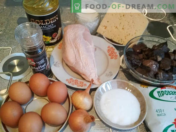 Receita de brisa com cogumelos e galinha: um prato de cozinha francesa, receita culinária com foto